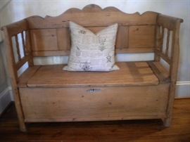 Antique pine storage bench perfect for any entry nook