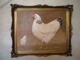 Oil painting "Hen and chick"