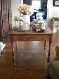 Rustic end table with lower shelf