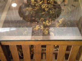 Glass top Mission Style caged - deco coffee or end table