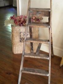 Antique Wooden Farm House Step Ladder