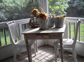 Rustic/Primitive Farmhouse table and Cane back/seat chairs