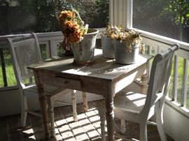 Rustic/Primitive Farmhouse table and Cane back/seat chairs