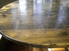 Olive stained farmhouse table & Rope bench