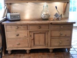 This beautiful pine chest survived a fire in a castle in Ireland. Details included wood screw knobs!