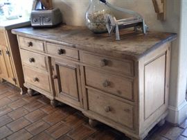 This beautiful pine chest survived a fire in a castle in Ireland. Details included wood screw knobs!