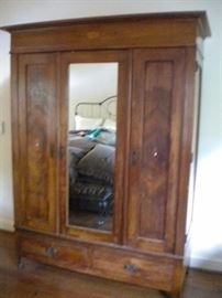 Bed not for sale...Wardrobe(3pieces-comes apart) with Mirror with Mother of Pearl inlay