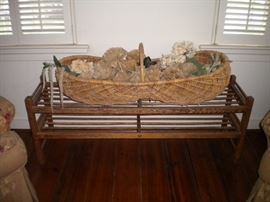 Mission style window table w/2 shelves