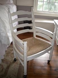 White desk chair rush woven on castors