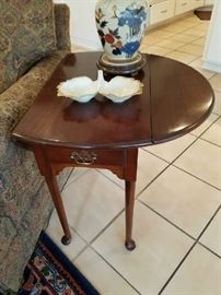 Mahogany Drop Leaf Side Table with Queen Anne Legs