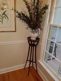 Mahogany Plant Stand and Silk Arrangement