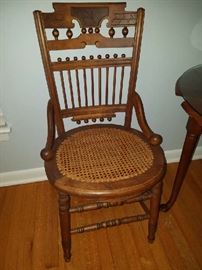 Antique Ball & Stick Chair w/ Cain Seat 1 of 2