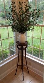 Plant Stand and Silk Arrangement