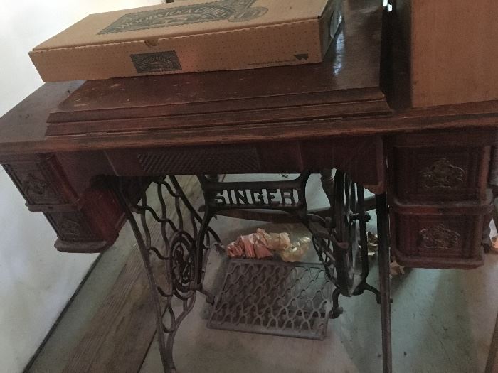 Antique Singer sewing table
