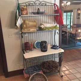 Pewter colored metal & hard surface etagere
