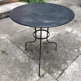 Small metal outdoor table.