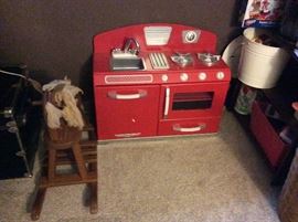 Child's Rocking Horse, Toy Stove, Etc