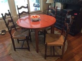 Petite Breakfast Table with 4 Rush Seat Chairs