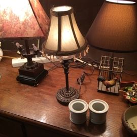 Fun Lamps, with Birds, or Beads, or a Rooster.
