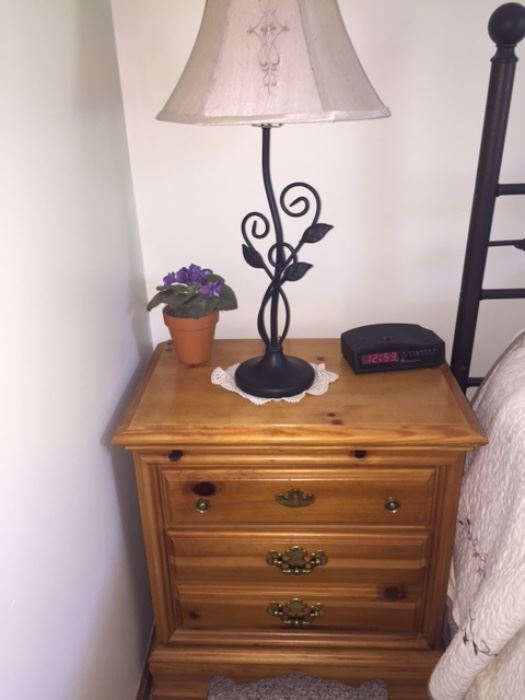 Two bedside tables and lamps