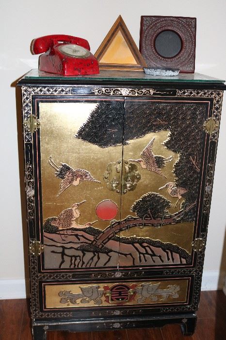 Black Lacquered Asian Cabinet 