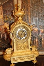 Impressive original antique French gilt bronze clock set