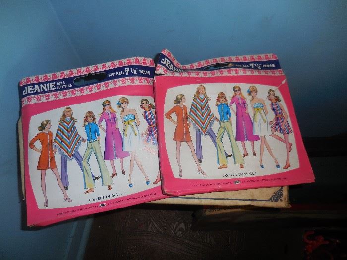 Vintage Jeanie Original Packaging of Knock off Dawn Clothes..there are  original Outfits one still in tack in package.