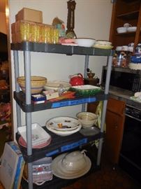 Bowls, Platters, Glassware, Soup Tureen  McCoy Pink/Blue Stripe Mixing Bowls