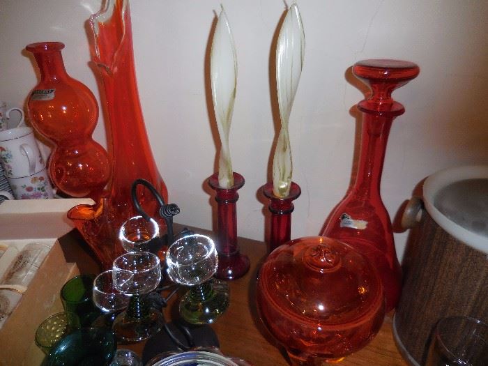 MCM Orange Toscany .Viking Stretch Vase, Viking Candy ,Decanter 