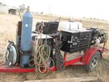 Tool Trailer with Hobart Champion 10,000 Generator/Welder, Cutting Torch, Compressor, Large Tool Box, Pressure Sprayer with Motor, Roll-up Hose, Water Tank,