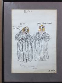 THEATRICAL COSTUME  TITLED "MA GICO" DRAWINGS BY  B.A.(BERNARD) ROTH