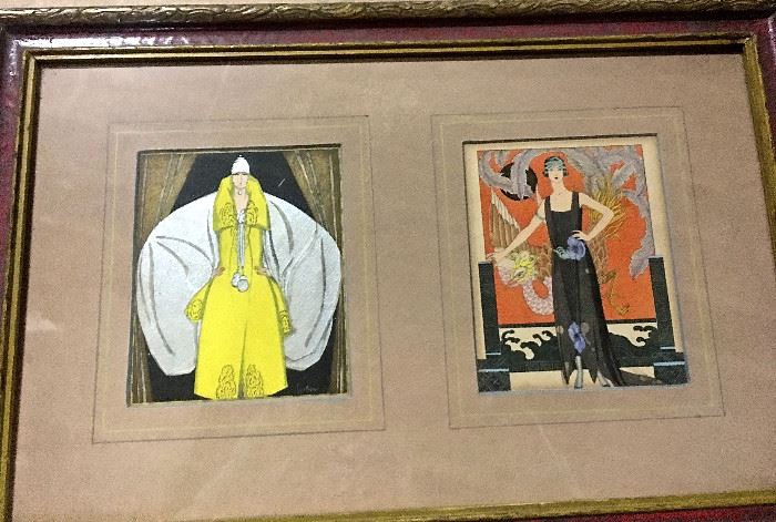 FRAMED 1920'S FRENCH FASHION DRAWINGS