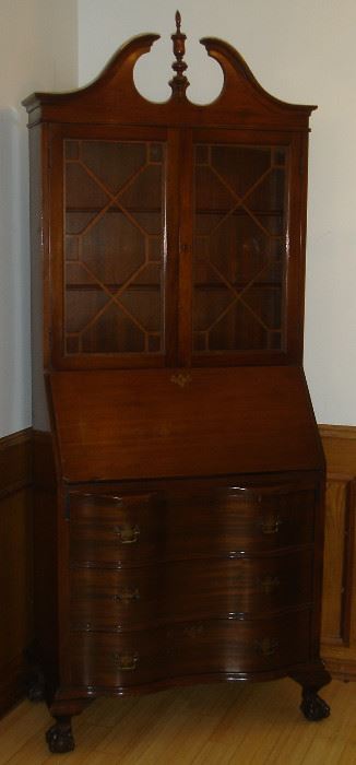 Vintage Skandia slant front secretary desk with bookcase