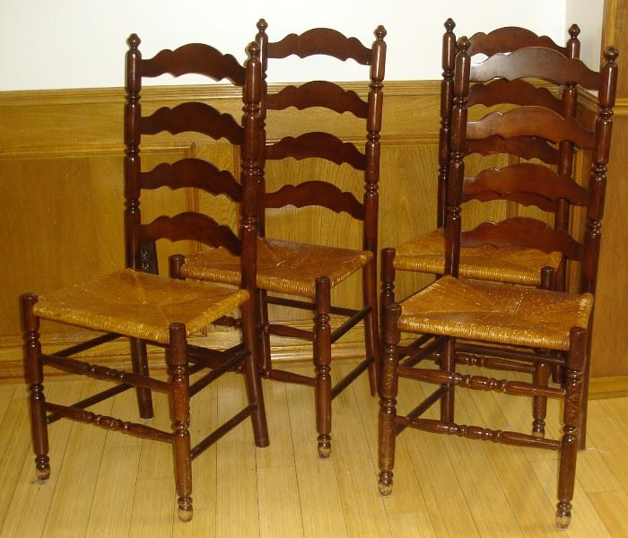Set of 4 cane seat ladderback chairs