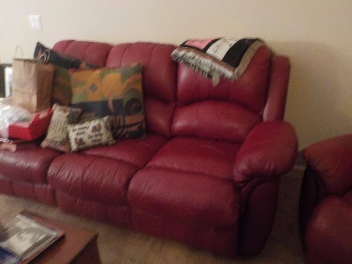 LANE LEATHER RECLINING SOFA...EXCELLENT CONDITION..