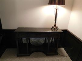 black marble top table and lamp
