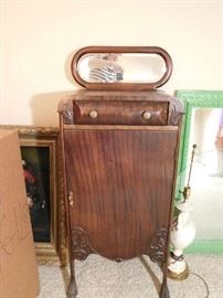 green mirror,storage cabinet