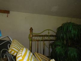 vintage brass,green and white metal headboards