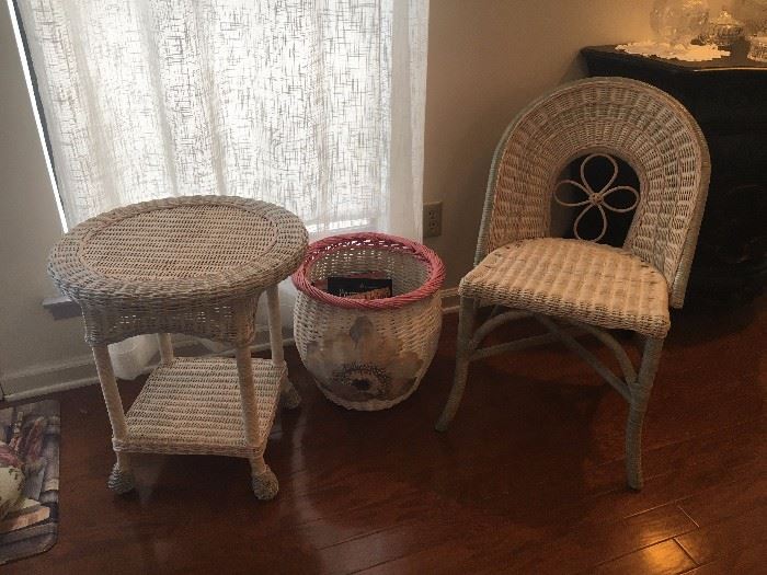 Darling Wicker set Chair Table & waste basket and/or Magazine basket....Your choice !!!