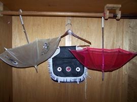 Toy Room Right  2 Child's Umbrellas, Vintage (never used) Saddle bags Black & White