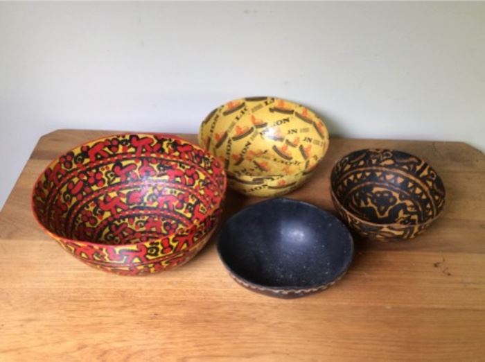 062 Paper Mache And Wood Bowls 
