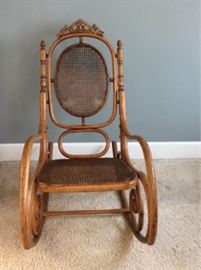 124 Antique Fischel Cane Rocking Chair