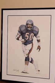 Michael Singletary Signed Lithograph also Signed by the Artist