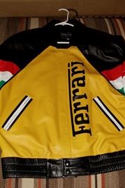 Leather Ferrari Jacket -Rare Italian Flag Colors on Sleeves -Size XL