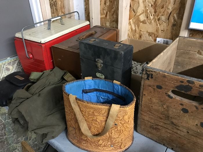 Vintage bags, coolers, boxes and other