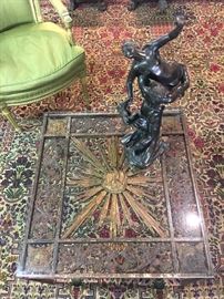Antique iron cemetery gate turned into a coffee table.
