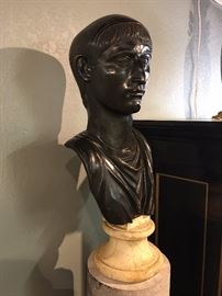 Large bronze and marble bust by Sabatino de Angelis. Cast for the St. Louis Museum of Art. After the original found at Herculaneum.