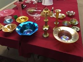Collection of Tiffany Favrille glass and Stueben Aurene glass