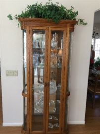 Wooden curved glass curio/hutch cabinet