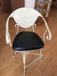 2 swivel metal padded bar stools